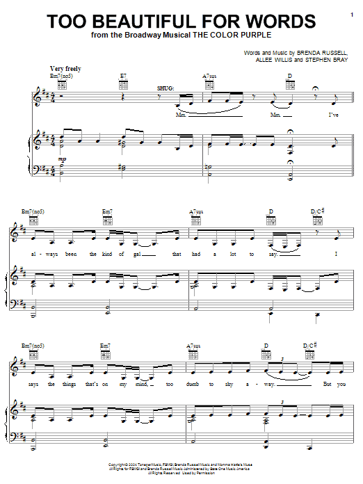 Learn to play Allee Willis Too Beautiful For Words sheet music for Lead Sheet / Fake Book in minutes. Price: 5.9900$ Allee Willis Too Beautiful For Words sheet music notes and chords arranged for Lead Sheet / Fake Book
