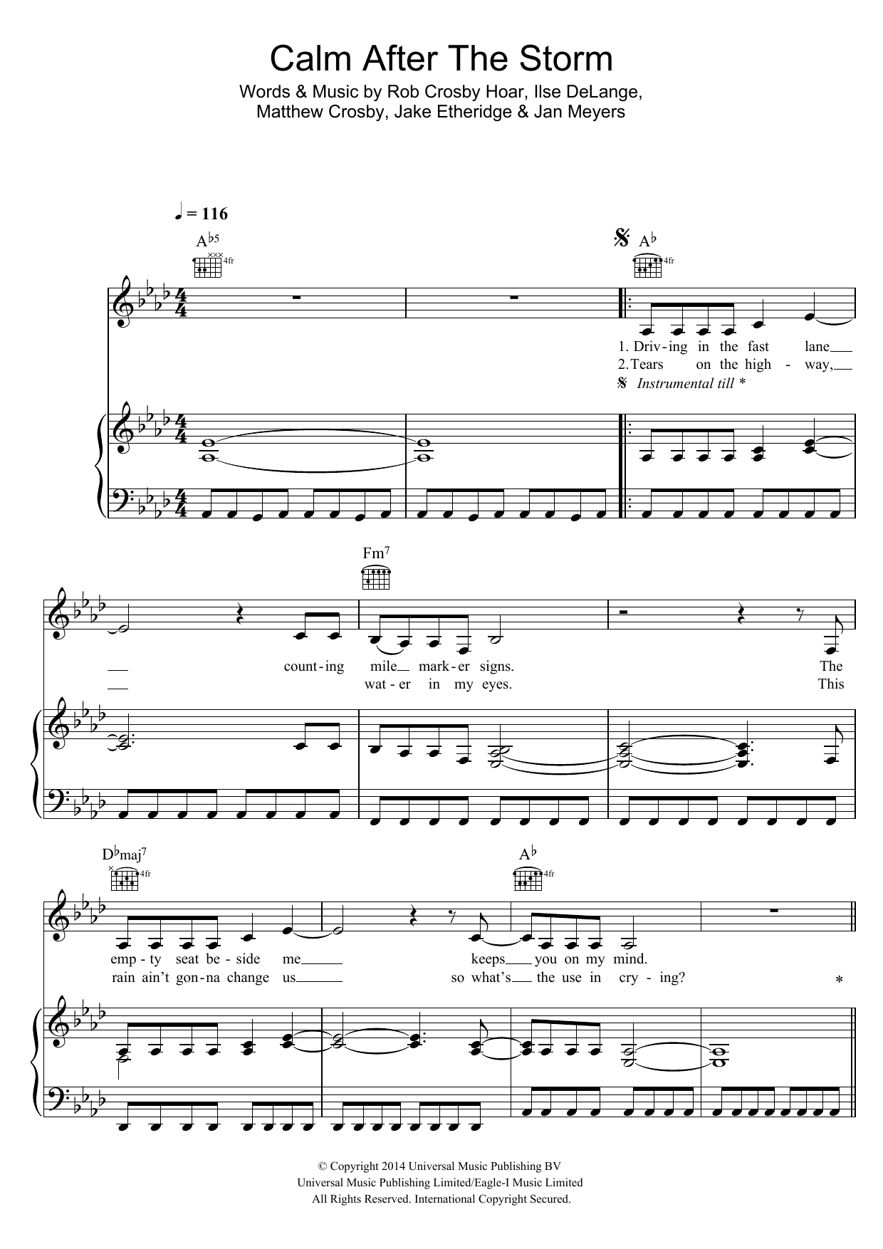 Learn to play The Common Linnets Calm After The Storm sheet music for Piano, Vocal & Guitar (Right-Hand Melody) in minutes. The Common Linnets Calm After The Storm sheet music notes and chords. Download Printable PDF.