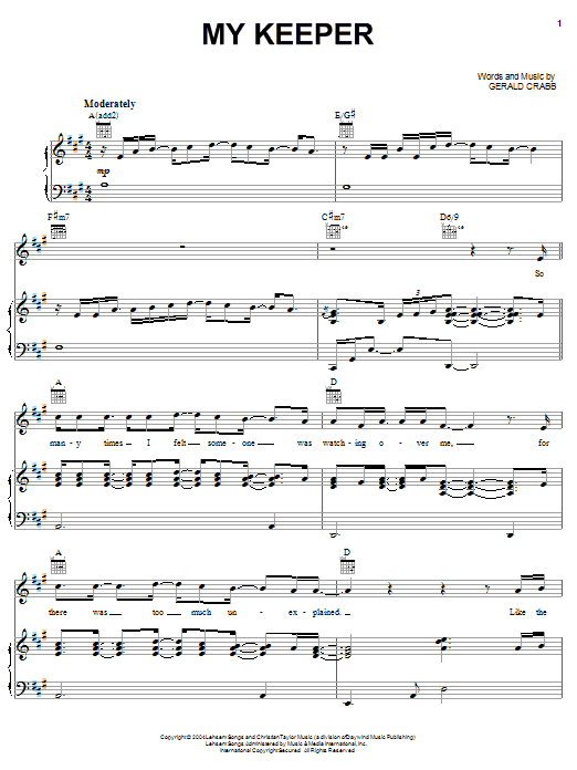 The Crabb Family My Keeper sheet music notes and chords. Download Printable PDF.