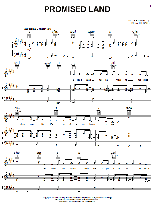 The Crabb Family Promised Land sheet music notes and chords. Download Printable PDF.