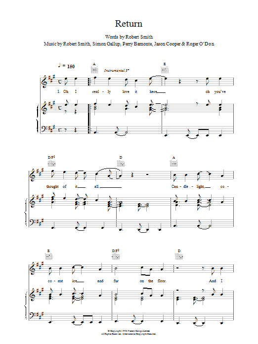 Learn to play The Cure Return sheet music for Piano, Vocal & Guitar (Right-Hand Melody) in minutes. The Cure Return sheet music notes and chords