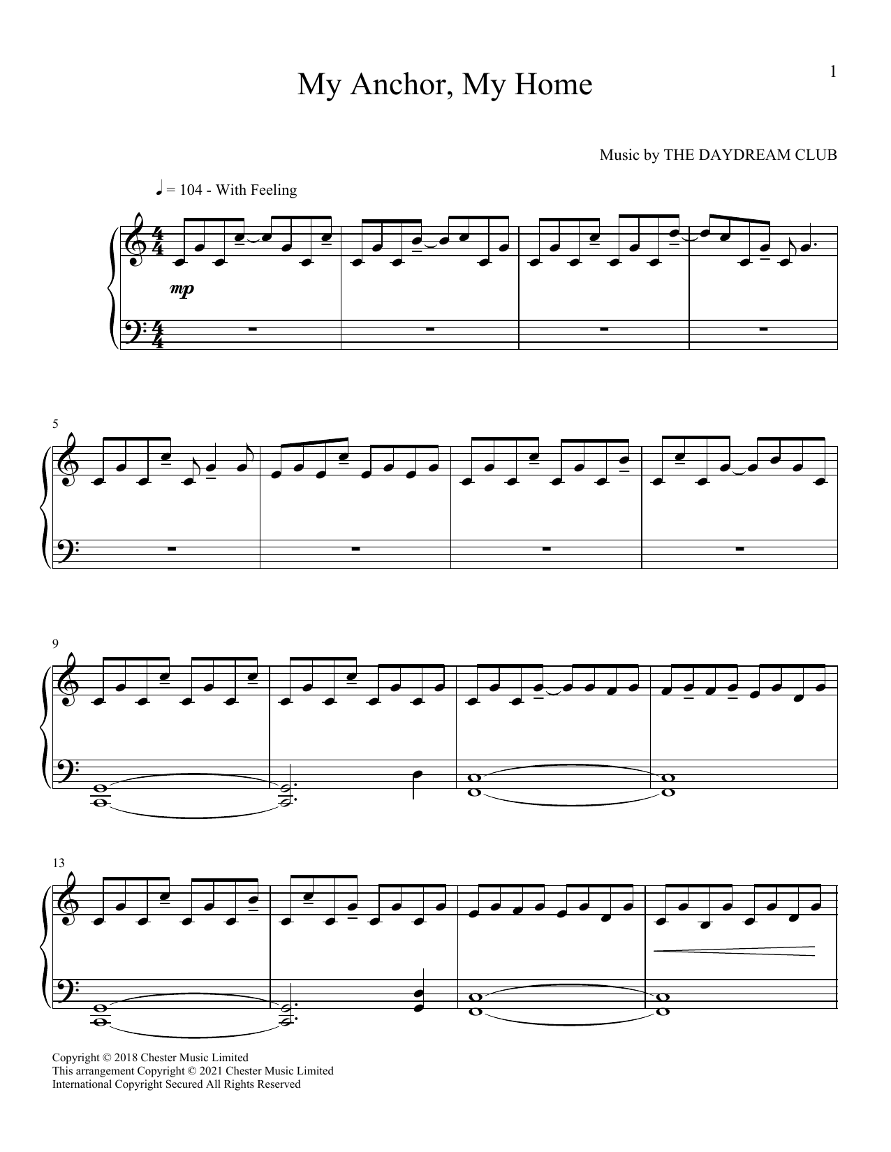 Learn to play The Daydream Club My Anchor, My Home sheet music for Piano Solo in minutes. Price: 7.8900$ The Daydream Club My Anchor, My Home sheet music notes and chords arranged for Piano Solo