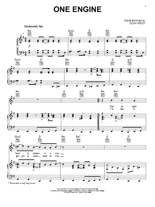 The Decemberists One Engine sheet music notes and chords. Download Printable PDF.