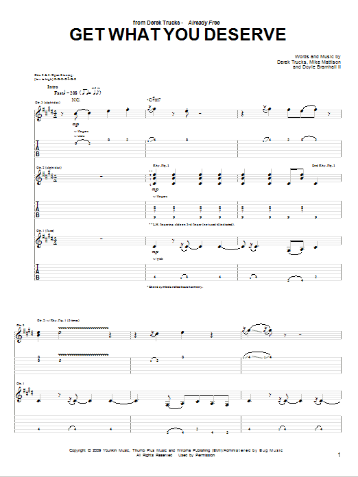 Learn to play The Derek Trucks Band Get What You Deserve sheet music for Guitar Tab in minutes. Price: 7.8900$ The Derek Trucks Band Get What You Deserve sheet music notes and chords arranged for Guitar Tab