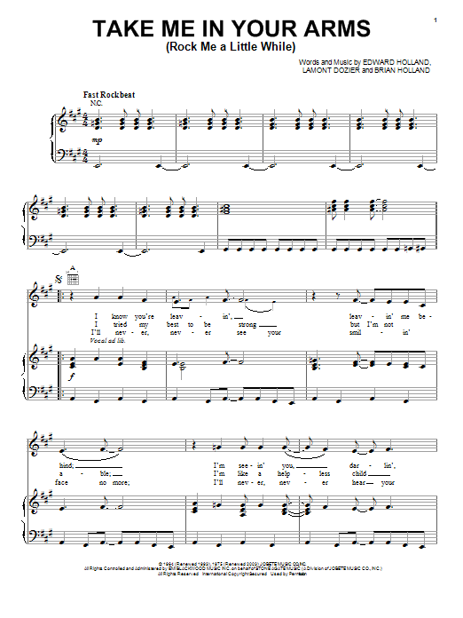 The Doobie Brothers Take Me In Your Arms Rock Me A Little While Sheet Music Pdf Notes Chords Rock Score Piano Vocal Guitar Right Hand Melody Download Printable Sku 92250