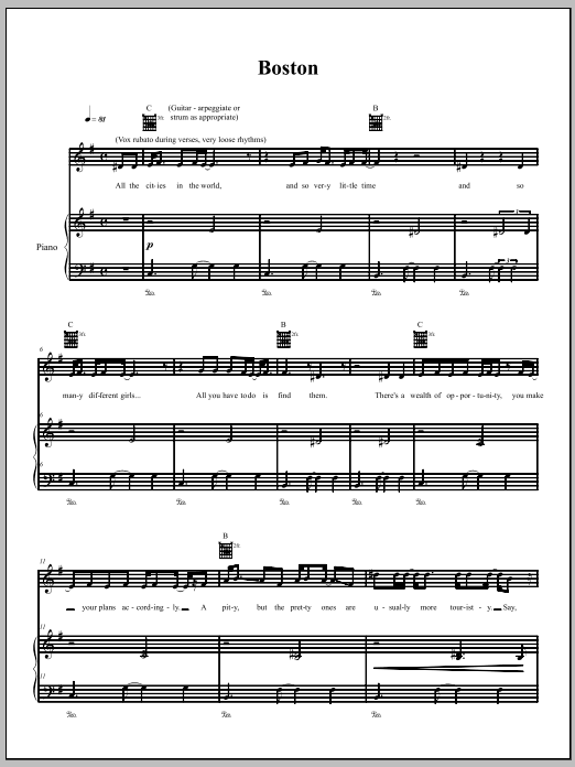 The Dresden Dolls Boston sheet music notes and chords. Download Printable PDF.