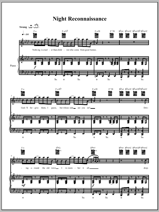 The Dresden Dolls Night Reconnaissance sheet music notes and chords. Download Printable PDF.