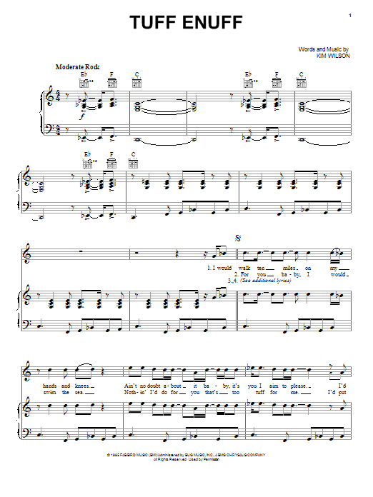 The Fabulous Thunderbirds Tuff Enuff sheet music notes and chords. Download Printable PDF.