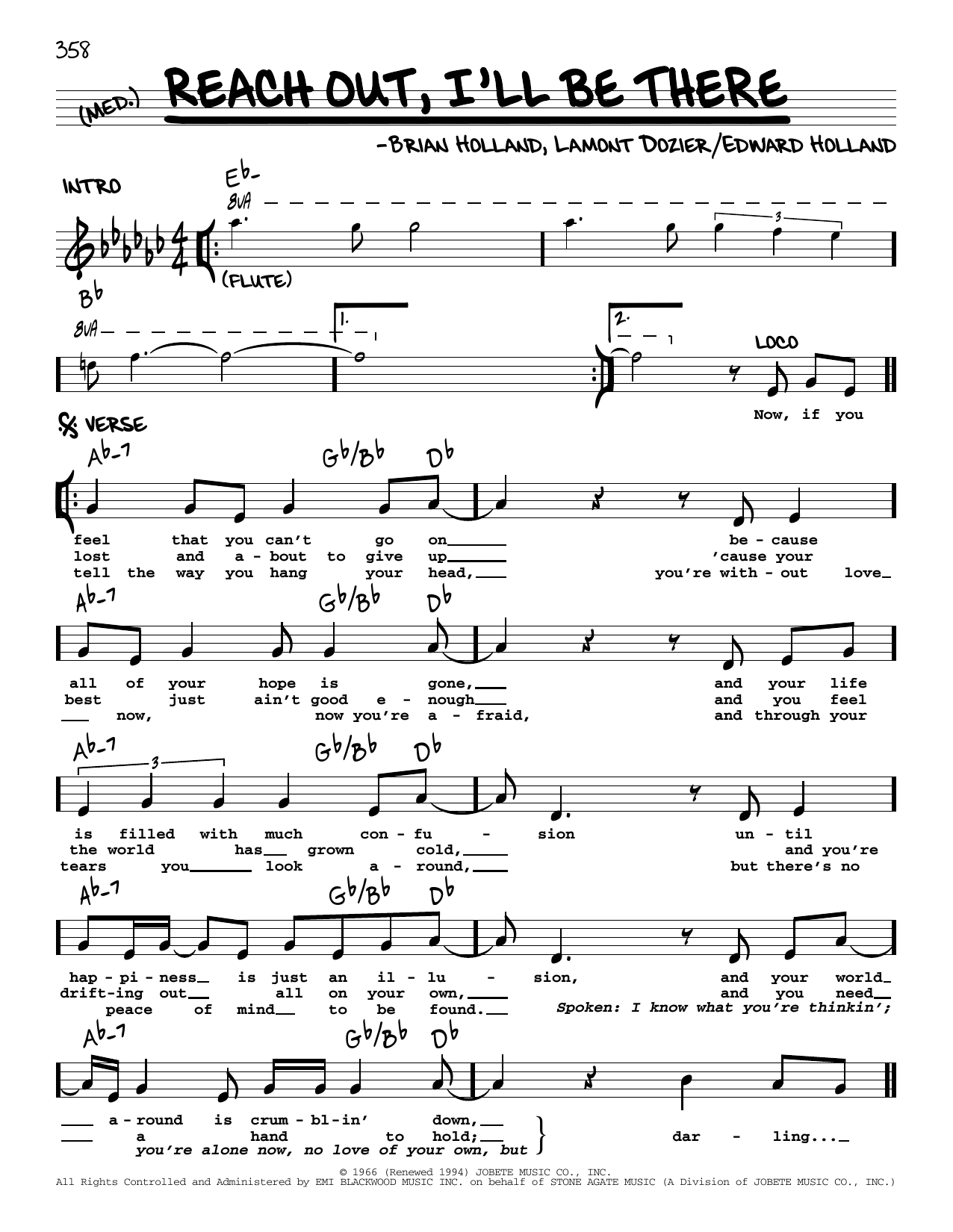 The Four Tops "Reach Out I'll Be There" Sheet Music & Chords | Download Printable Pop Score for Real Book – Melody & Chords. SKU 474136
