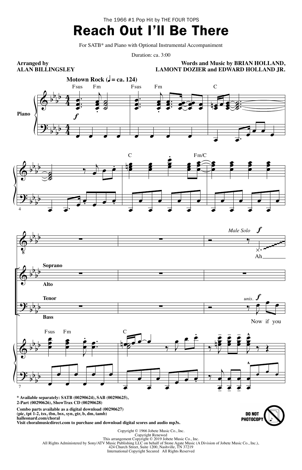 The Four Tops "Reach Out I'll Be There (arr. Alan Billingsley)" Sheet PDF Notes, Chords | Pop Score 2-Part Choir Download Printable. SKU: 418751