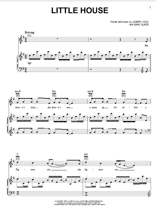 The Fray Little House sheet music notes and chords. Download Printable PDF.