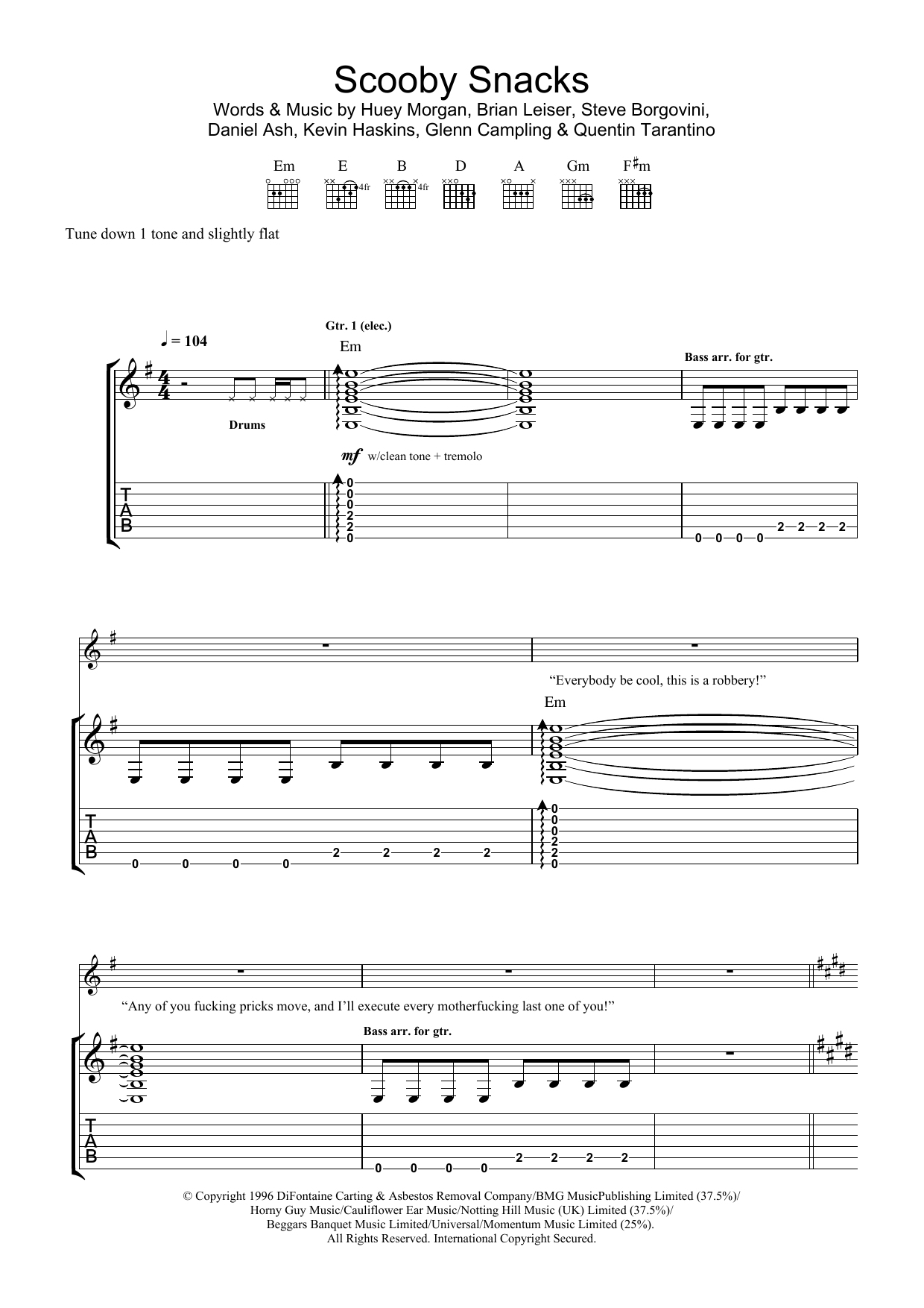 The Fun Lovin' Criminals Scooby Snacks sheet music notes and chords. Download Printable PDF.