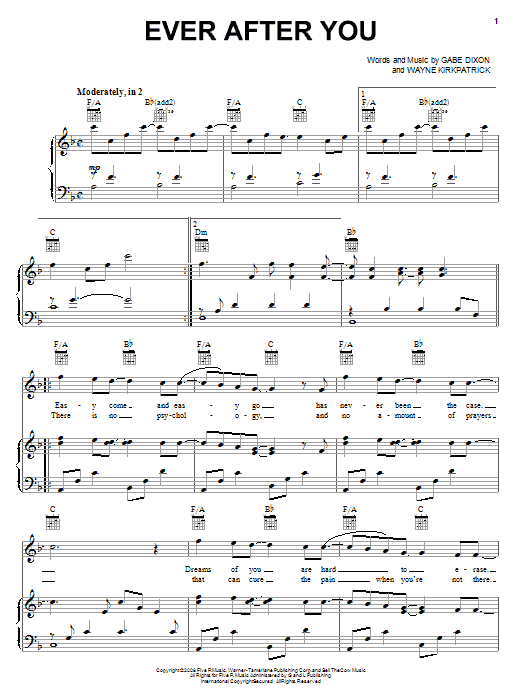Learn to play The Gabe Dixon Band Ever After You sheet music for Piano, Vocal & Guitar (Right-Hand Melody) in minutes. The Gabe Dixon Band Ever After You sheet music notes and chords. Download Printable PDF.