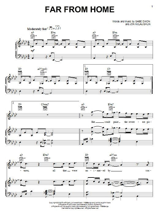 Learn to play The Gabe Dixon Band Far From Home sheet music for Piano, Vocal & Guitar (Right-Hand Melody) in minutes. The Gabe Dixon Band Far From Home sheet music notes and chords. Download Printable PDF.