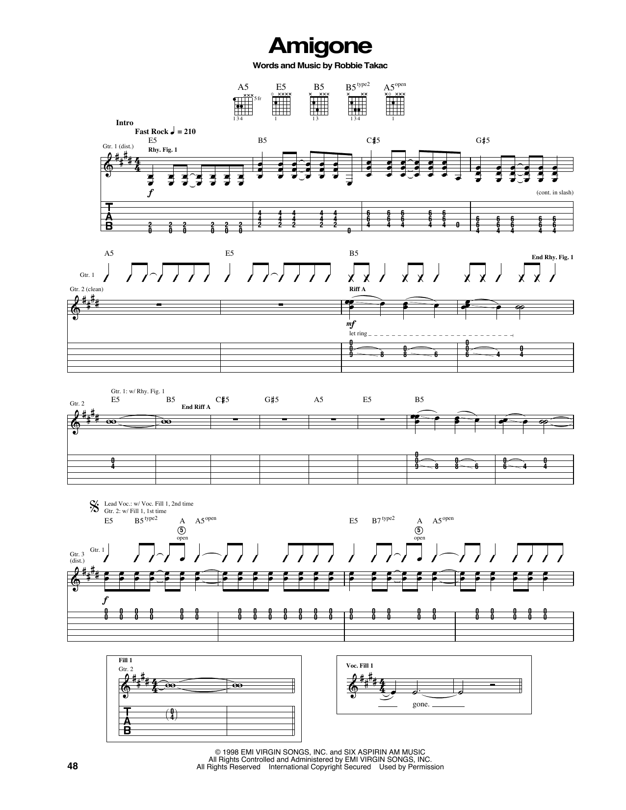 The Goo Goo Dolls Amigone sheet music notes and chords. Download Printable PDF.