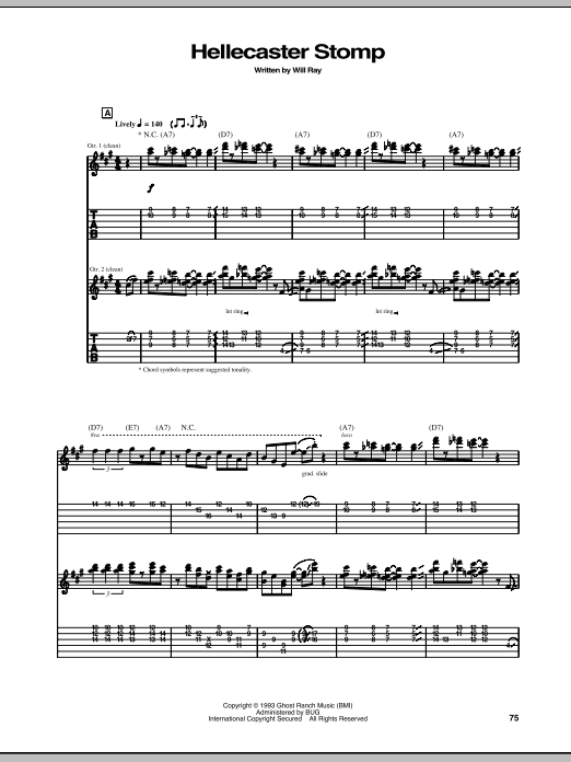 The Hellecasters Hellecaster Stomp sheet music notes and chords. Download Printable PDF.