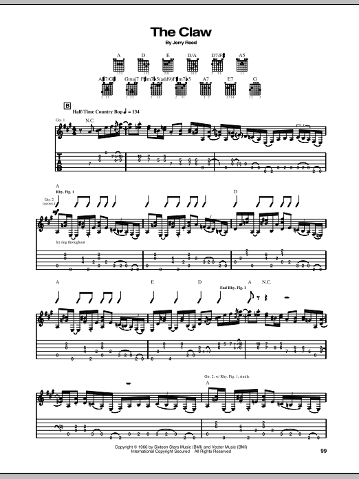 The Hellecasters The Claw sheet music notes and chords. Download Printable PDF.