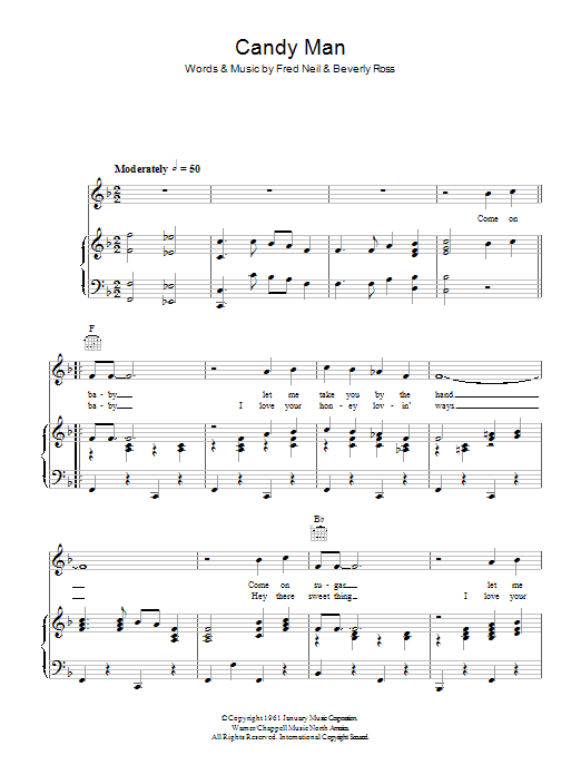 The Hollies Candy Man sheet music notes and chords. Download Printable PDF.