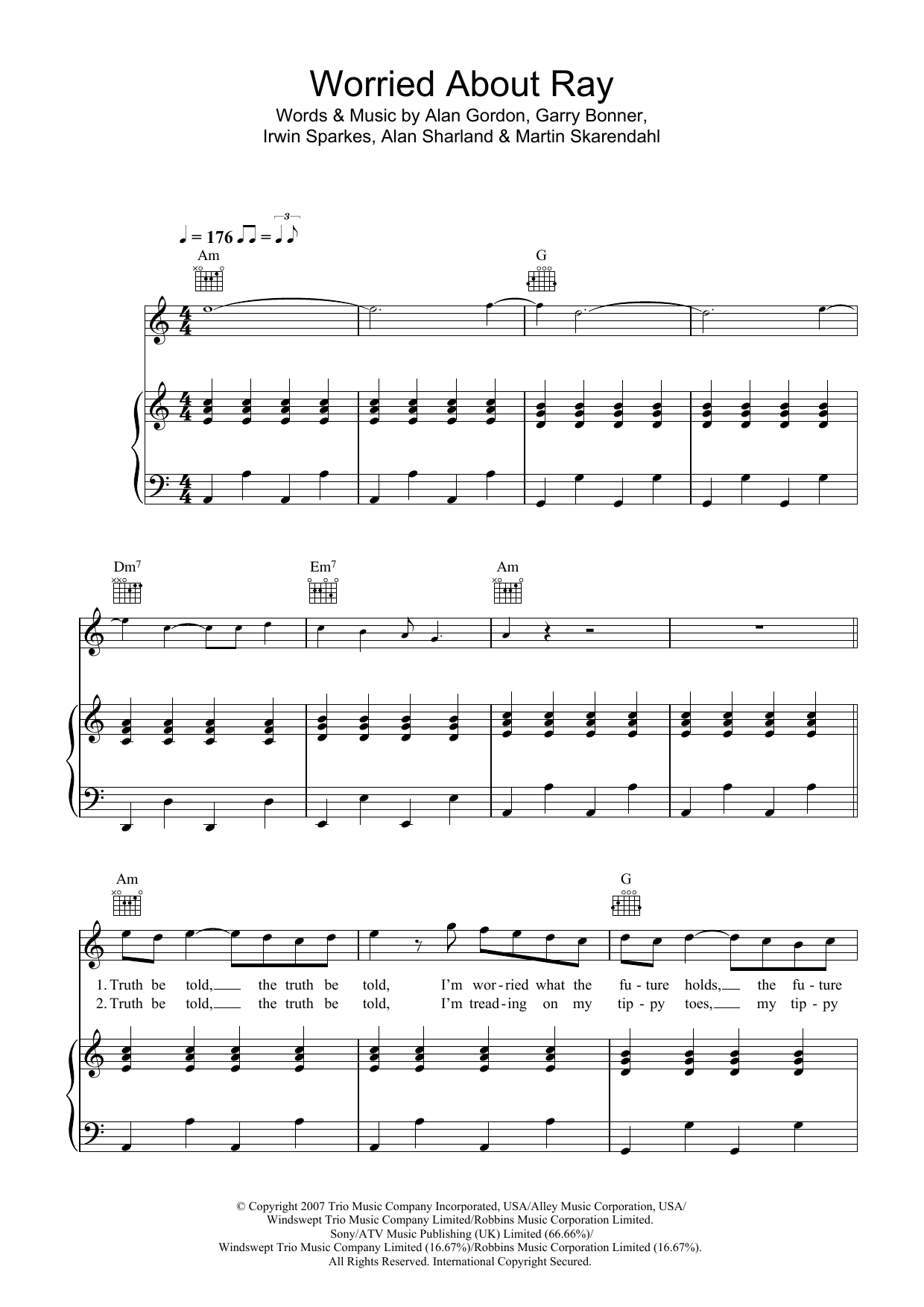 Learn to play The Hoosiers Worried About Ray sheet music for Piano, Vocal & Guitar in minutes. Price: 6.9900$ The Hoosiers Worried About Ray sheet music notes and chords. Download Printable PDF.