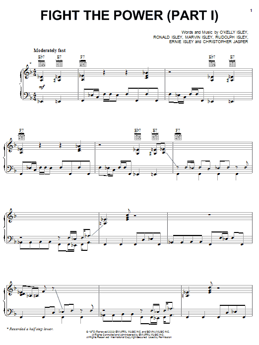 The Isley Brothers Fight The Power Part 1 Sheet Music Pdf Notes Chords Pop Score Piano Vocal Guitar Right Hand Melody Download Printable Sku 53800