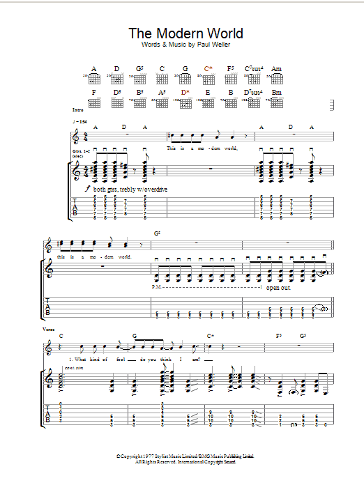 Learn to play The Jam The Modern World sheet music for Guitar Tab in minutes. The Jam The Modern World sheet music notes and chords. Download Printable PDF.