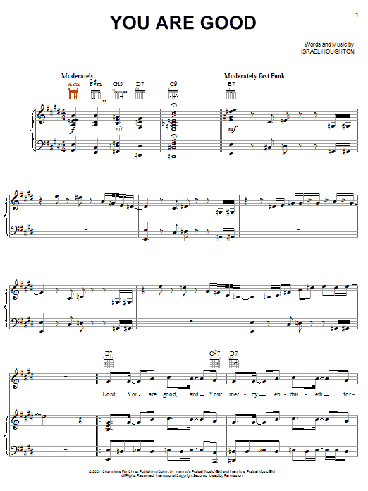The Katinas You Are Good sheet music notes and chords. Download Printable PDF.