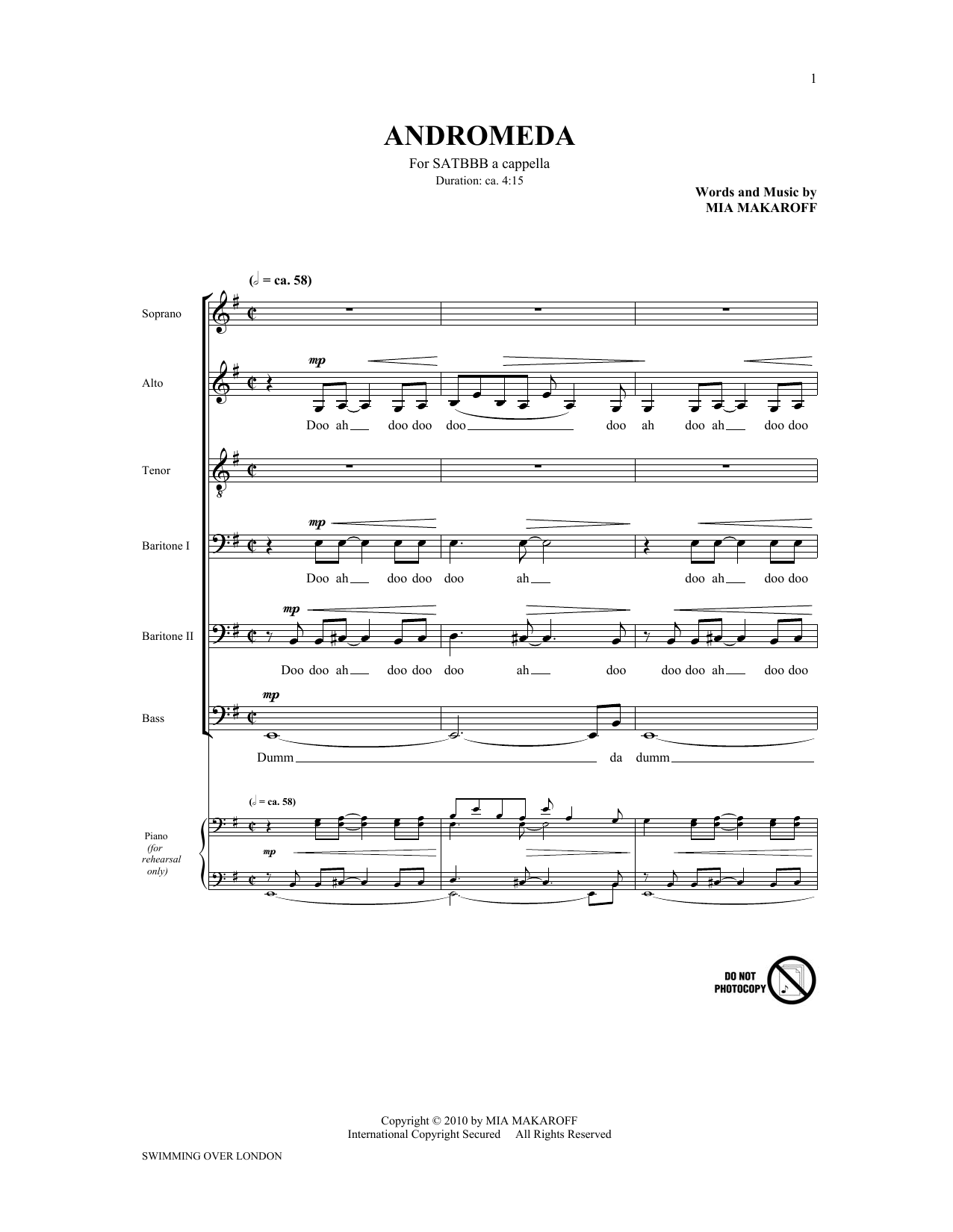 Learn to play The King's Singers Andromeda (from Swimming Over London) sheet music for SATB Choir in minutes. Price: 3.9900$ The King's Singers Andromeda (from Swimming Over London) sheet music notes and chords arranged for SATB Choir