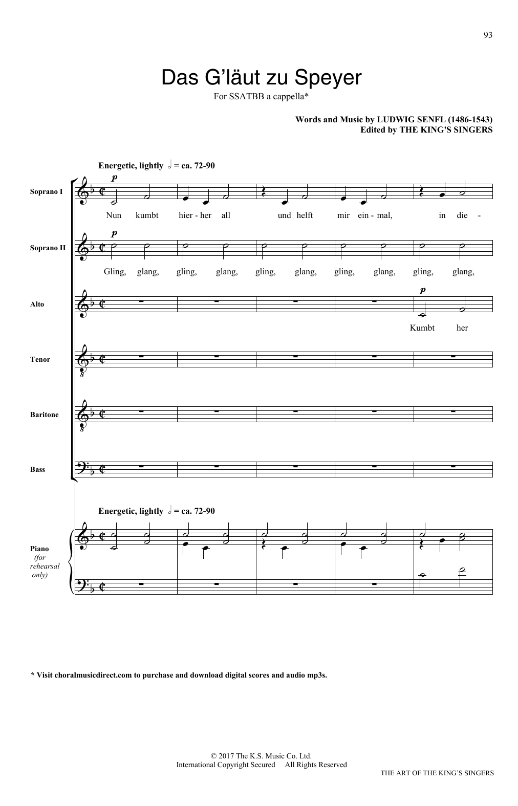 Learn to play Ludwig Senfl Das G'laut zu Speyer sheet music for SATB Choir in minutes. Price: 3.9900$ Ludwig Senfl Das G'laut zu Speyer sheet music notes and chords arranged for SATB Choir