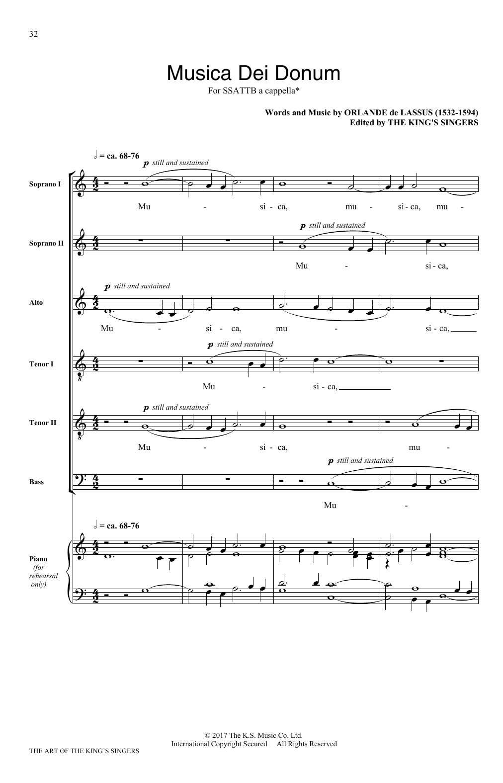 Learn to play Orlandus Lassus Musica Dei Donum sheet music for SATB Choir in minutes. Price: 3.9900$ Orlandus Lassus Musica Dei Donum sheet music notes and chords arranged for SATB Choir