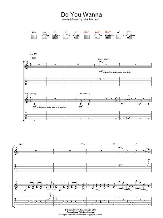 The Kooks Do You Wanna sheet music notes and chords. Download Printable PDF.