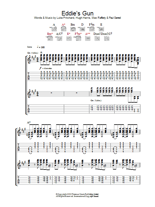 The Kooks Eddie's Gun sheet music notes and chords. Download Printable PDF.