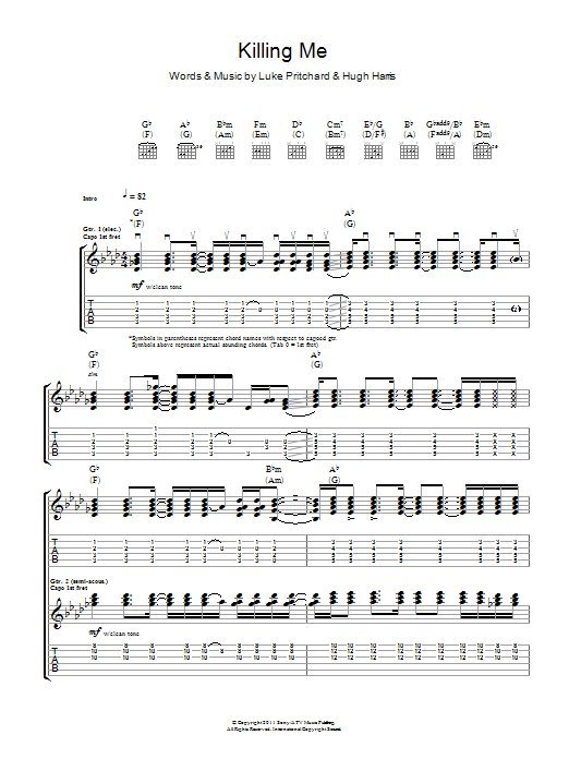 Learn to play The Kooks Killing Me sheet music for Guitar Tab in minutes. Price: 7.8900$ The Kooks Killing Me sheet music notes and chords arranged for Guitar Tab