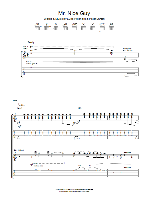 Learn to play The Kooks Mr. Nice Guy sheet music for Guitar Tab in minutes. Price: 7.8900$ The Kooks Mr. Nice Guy sheet music notes and chords arranged for Guitar Tab