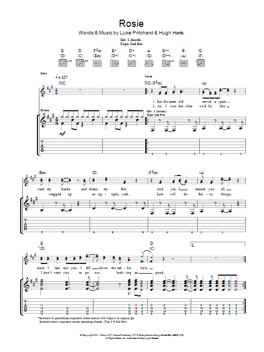 Learn to play The Kooks Rosie sheet music for Guitar Tab in minutes. Price: 7.8900$ The Kooks Rosie sheet music notes and chords arranged for Guitar Tab