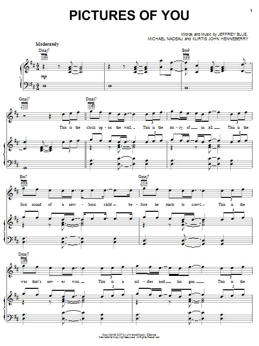 The Last Goodnight Pictures Of You Sheet Music Pdf Notes Chords Rock Score Piano Vocal Guitar Right Hand Melody Download Printable Sku 63082