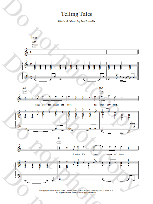 The Lightning Seeds Telling Tales sheet music notes and chords. Download Printable PDF.