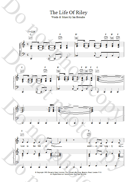 The Lightning Seeds The Life Of Riley sheet music notes and chords. Download Printable PDF.