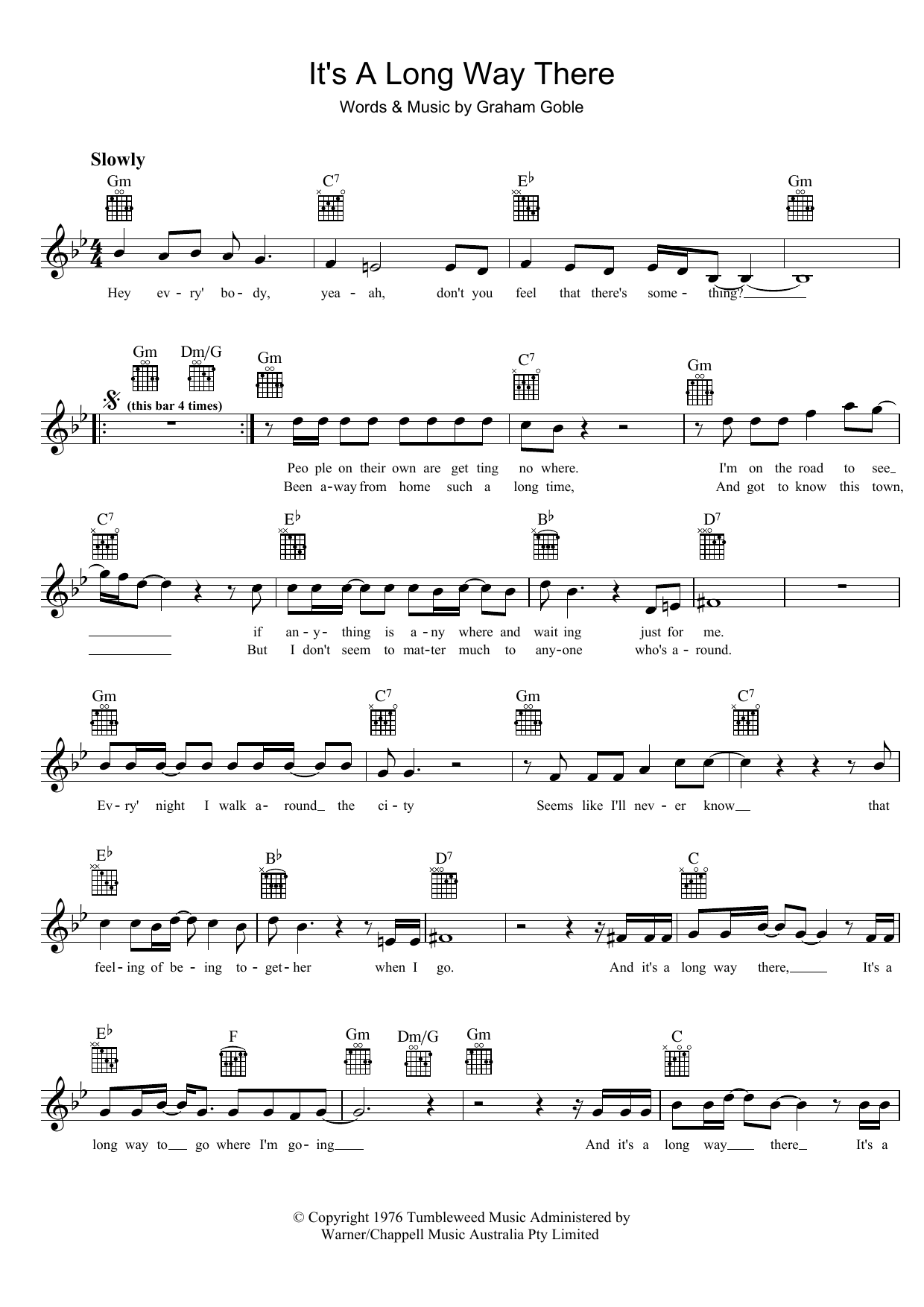 Learn to play The Little River Band It's A Long Way There sheet music for Lead Sheet / Fake Book in minutes. Price: 5.9900$ The Little River Band It's A Long Way There sheet music notes and chords arranged for Lead Sheet / Fake Book