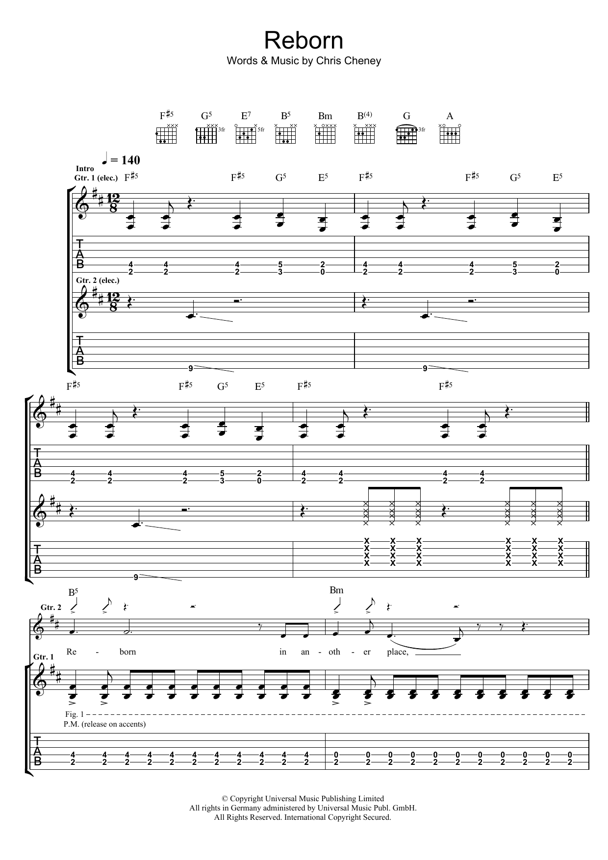 The Living End Reborn sheet music notes and chords. Download Printable PDF.