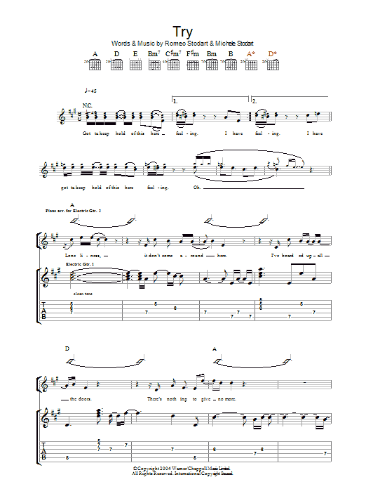 The Magic Numbers Try sheet music notes and chords. Download Printable PDF.