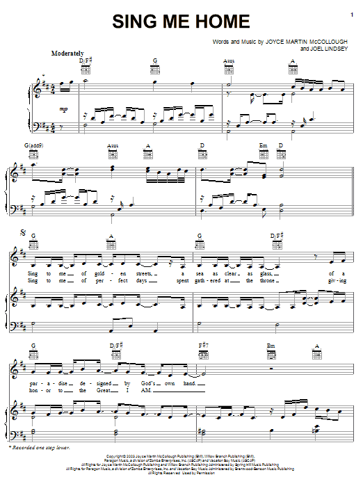 The Martins Sing Me Home sheet music notes and chords. Download Printable PDF.