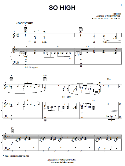 The Martins So High sheet music notes and chords. Download Printable PDF.