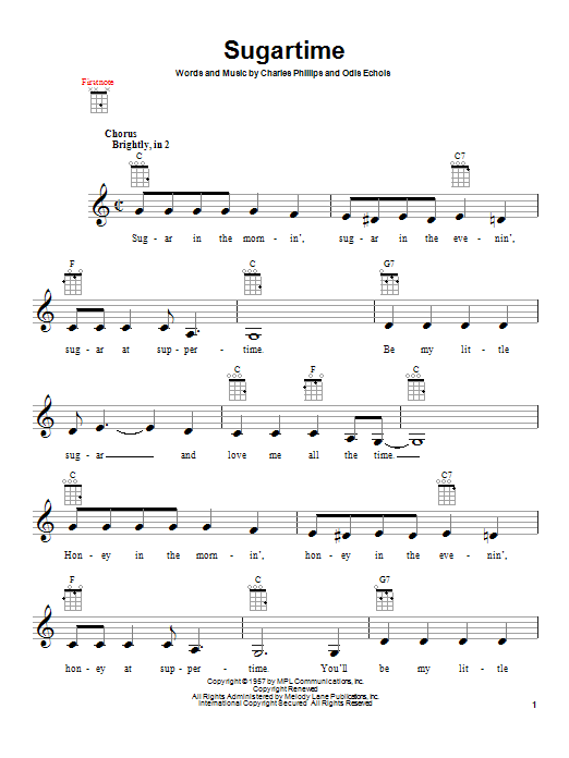 The McGuire Sisters Sugartime sheet music notes and chords. Download Printable PDF.