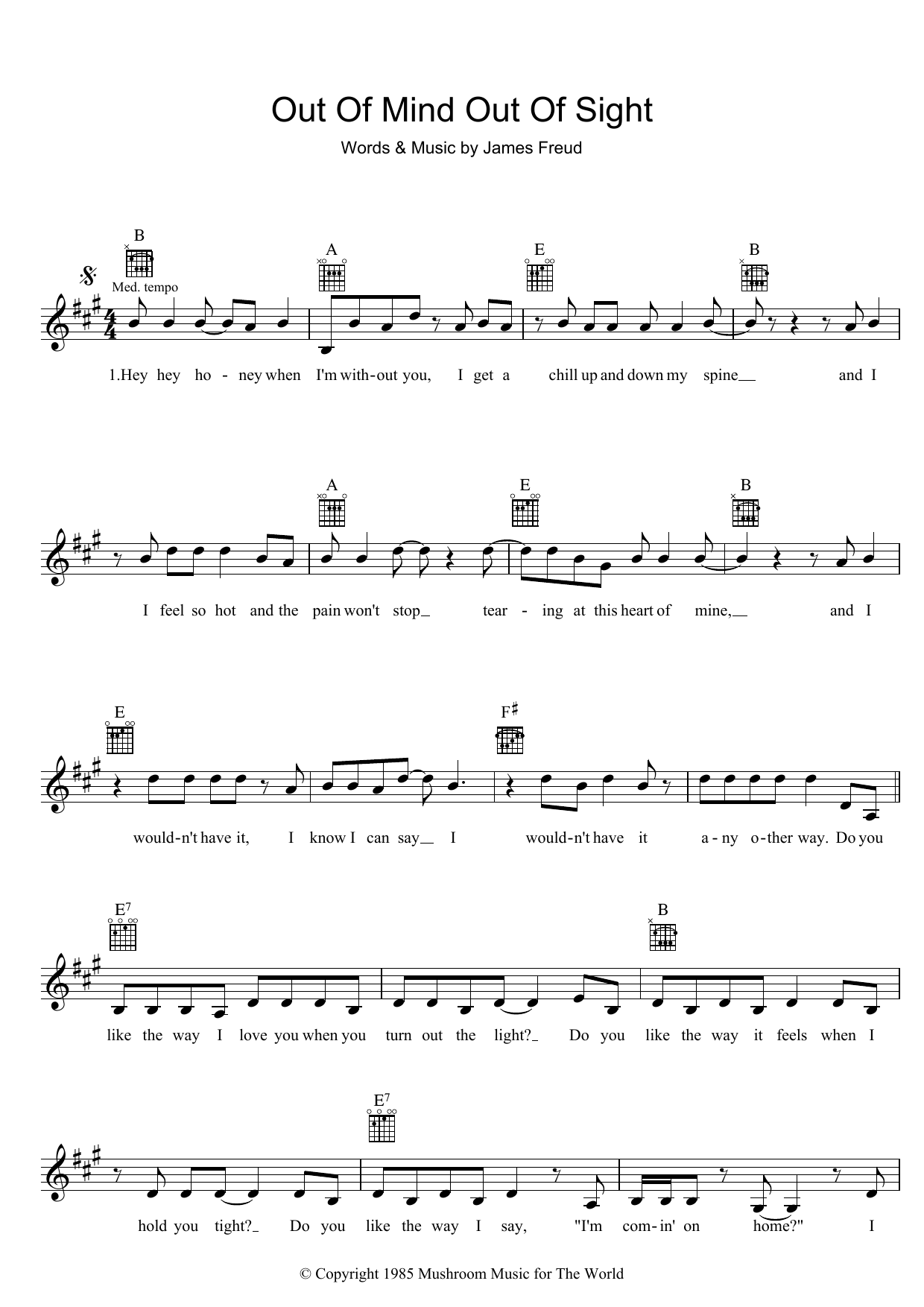 The Models Out Of Mind, Out Of Sight sheet music notes and chords arranged for Lead Sheet / Fake Book