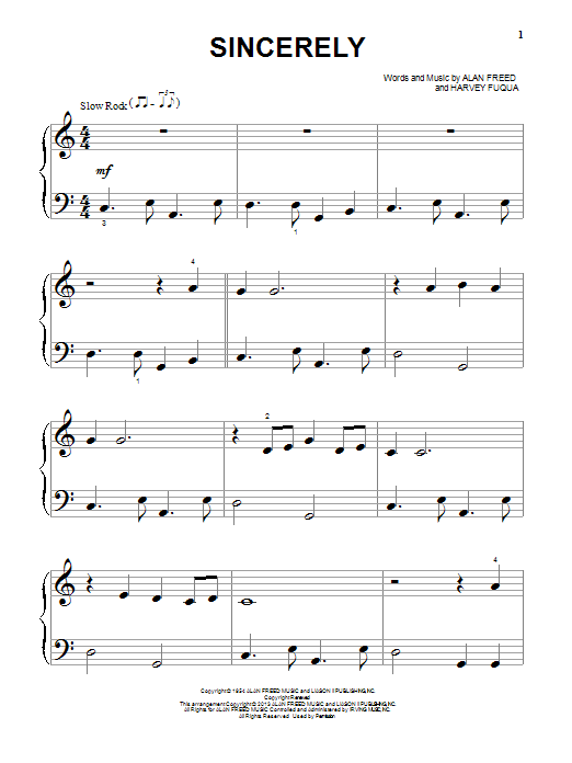 The Moonglows Sincerely sheet music notes and chords. Download Printable PDF.