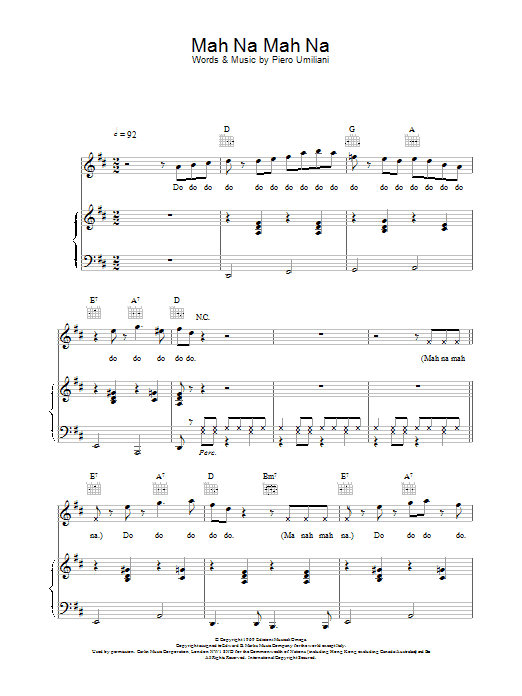 The Muppets Mah Na Mah Na sheet music notes and chords. Download Printable PDF.