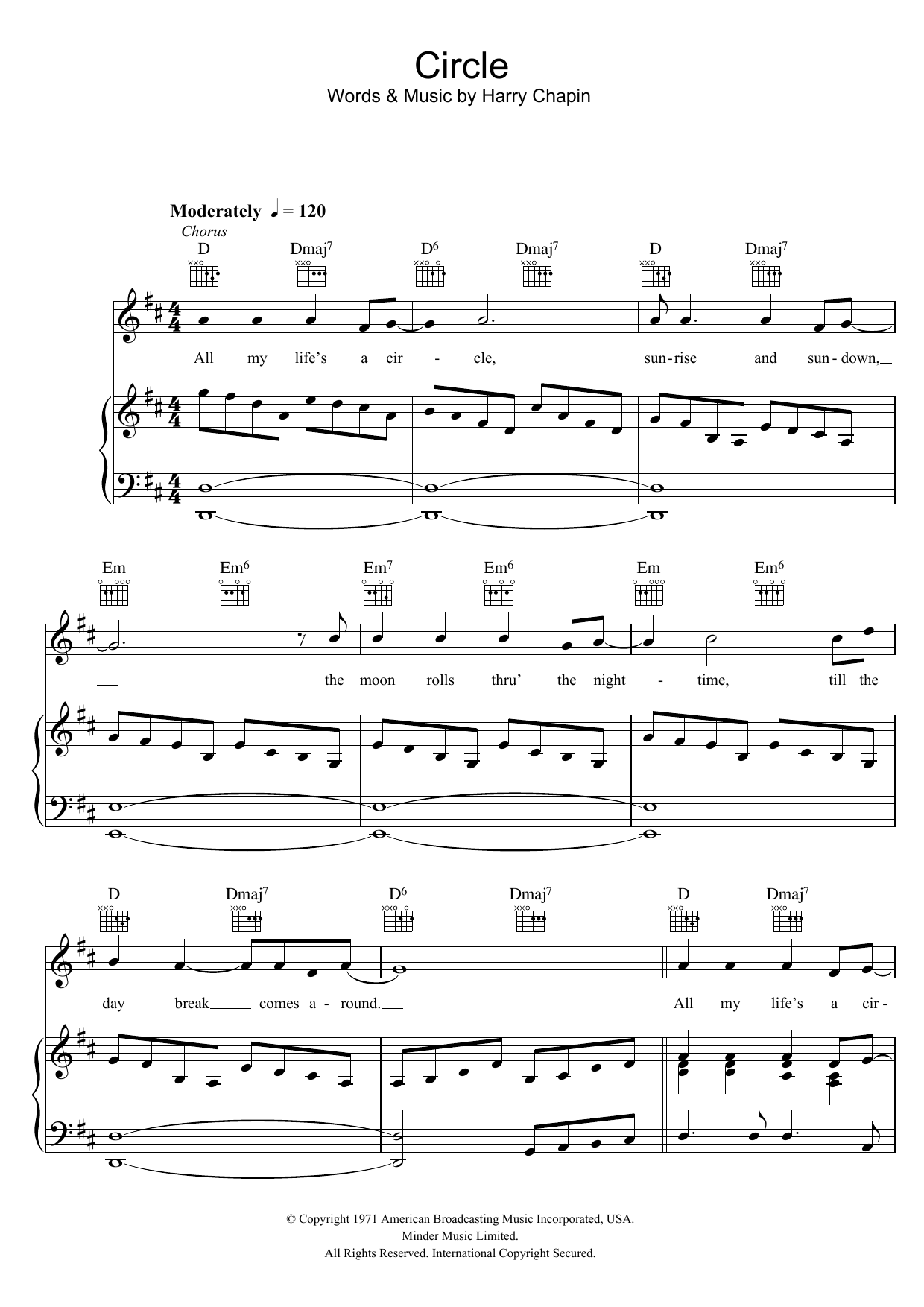 The New Seekers Circles sheet music notes and chords. Download Printable PDF.