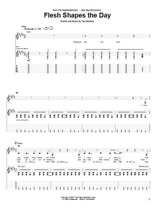 Learn to play The Nightwatchman Flesh Shapes The Day sheet music for Guitar Tab in minutes. The Nightwatchman Flesh Shapes The Day sheet music notes and chords. Download Printable PDF.