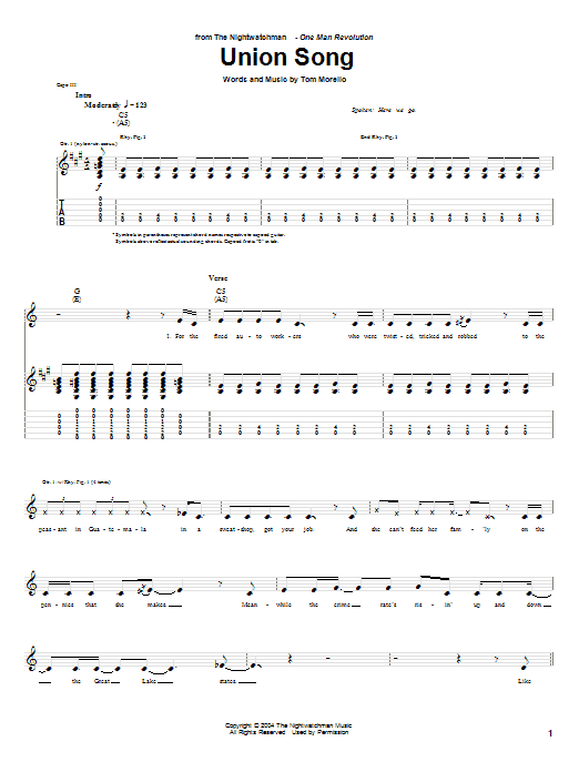 The Nightwatchman Union Song sheet music notes and chords. Download Printable PDF.