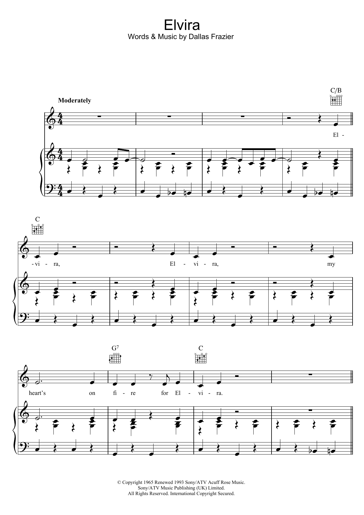 The Oak Ridge Boys Elvira sheet music notes and chords. Download Printable PDF.